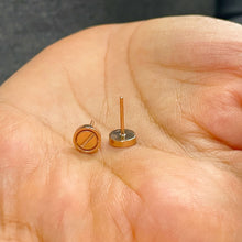 Load image into Gallery viewer, Screw Style 18K Solid Rose Gold Stud Push Back Earrings Bridal, Anniversary 7.2mm Wide
