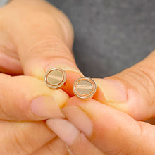 Load image into Gallery viewer, Screw Style 18K Solid Rose Gold Stud Push Back Earrings Bridal, Anniversary 7.2mm Wide

