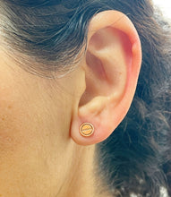 Load image into Gallery viewer, Screw Style 18K Solid Rose Gold Stud Push Back Earrings Bridal, Anniversary 7.2mm Wide
