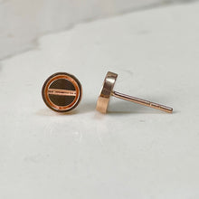 Load image into Gallery viewer, Screw Style 18K Solid Rose Gold Stud Push Back Earrings Bridal, Anniversary 7.2mm Wide
