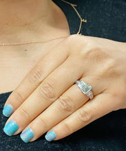 Load image into Gallery viewer, 14k Solid White Gold Emerald, Princess And Baguettes Cut Natural Diamond Engagement Ring 2.50ct
