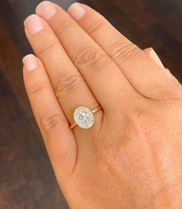 14K Yellow Gold Oval Cut Forever One Moissanite And Natural Round cut Diamond Engagement Ring Bezel Set, Halo, Bridal 1.20ct