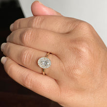 Load image into Gallery viewer, 14K Yellow Gold Oval Cut Forever One Moissanite And Natural Round cut Diamond Engagement Ring Bezel Set, Halo, Bridal 1.20ct
