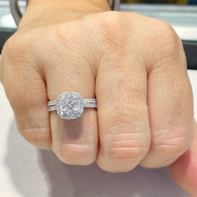 Load image into Gallery viewer, IGI Certified 14K Solid White Gold Cushion And Round Cut Diamond Engagement Ring And Band Bridal Set Halo 2.00ctw F-VS2
