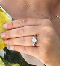 Load image into Gallery viewer, 14k Solid And Heavy White Gold Round Cut Moissanite Engagement Ring Tension Set, Propose, Anniversary, Elegant Solitaire 1.00ctw
