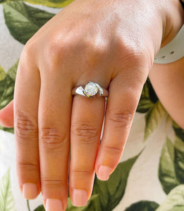 14k Solid And Heavy White Gold Round Cut Natural Engagement Ring Semi Tension Set, Propose, Anniversary, Elegant Solitaire 1.00ctw