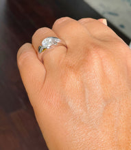 Load image into Gallery viewer, 14k Solid And Heavy White Gold Round Cut Moissanite Engagement Ring Tension Set, Propose, Anniversary, Elegant Solitaire 1.00ctw
