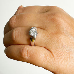14k Solid And Heavy White Gold Round Cut Natural Engagement Ring Semi Tension Set, Propose, Anniversary, Elegant Solitaire 1.00ctw