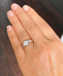14k Solid And Heavy White Gold Round Cut Moissanite Engagement Ring Tension Set, Propose, Anniversary, Elegant Solitaire 1.00ctw