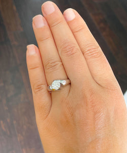 14k Solid And Heavy White Gold Round Cut Moissanite Engagement Ring Tension Set, Propose, Anniversary, Elegant Solitaire 1.00ctw