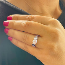 Load image into Gallery viewer, 14k Solid And Heavy White Gold Round Cut Moissanite and Natural Diamond Engagement Ring Tension Set 2.00ctw

