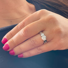Load image into Gallery viewer, 14k Solid And Heavy White Gold Round Cut Forever One Moissanite and Natural Diamond Engagement Ring Tension Set 2.00ctw
