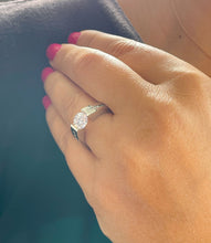Load image into Gallery viewer, 14k Solid And Heavy White Gold Round Cut Moissanite and Natural Diamond Engagement Ring Tension Set 2.00ctw
