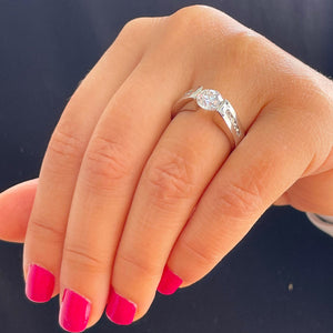 14k Solid And Heavy White Gold Round Cut Forever One Moissanite and Natural Diamond Engagement Ring Tension Set 2.00ctw