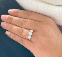 Load image into Gallery viewer, 14k Solid White Gold Round Cut Moissanite Engagement Ring, Bridal, Wedding Deco Three Stone Style Prong Set 2.00ctw
