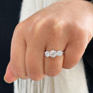 14k Solid White Gold Round Cut Moissanite Engagement Ring, Bridal, Wedding Deco Three Stone Style Prong Set 2.00ctw