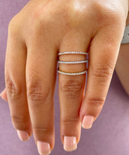 Load image into Gallery viewer, Minimalist Three Piece 14K Solid White, Yellow, And Rose Gold Round Cut Simulated Diamonds Bands 0.25ctw

