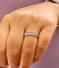 Load image into Gallery viewer, Minimalist Three Piece 14K Solid White, Yellow, And Rose Gold Round Cut Simulated Diamonds Bands 0.25ctw

