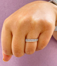 Load image into Gallery viewer, Minimalist Three Piece 14K Solid White, Yellow, And Rose Gold Round Cut Simulated Diamonds Bands 0.25ctw
