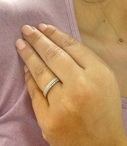 Minimalist Three Piece 14K Solid White, Yellow, And Rose Gold Round Cut Simulated Diamonds Bands 0.25ctw