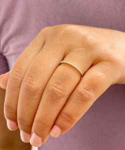 Minimalist 14K Solid White, Yellow, Or Rose Gold Round Cut Simulated Diamonds Bands 0.08ctw