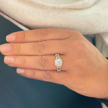 Load image into Gallery viewer, Beautiful 14k Solid Yellow Gold Round Forever One Moissanite And Natural Round Cut Diamond Engagement Ring Halo Prong Set 2.10ctw
