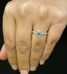 Elegant 14K Solid White Gold Round Cut Natural Diamond Engagement Ring 0.95ctw