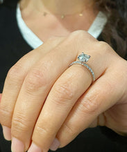 Load image into Gallery viewer, 14K Solid White Gold Round Cut Moissanite and Natural Diamond Engagement Ring Bridal, Wedding 1.45ctw
