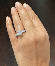 Load image into Gallery viewer, IGI Certified Eternity Style 14K Solid White Gold Oval and Round Cut Diamond Prong Halo Engagement Ring Bridal Set 5.00ct F-VS2
