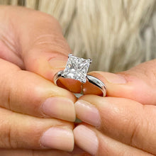 Load image into Gallery viewer, Women&#39;s 14k Solid White Gold Princess Simulated Diamond Engagement Ring, Bridal, Wedding, Anniversary, Four Prong ,Solitaire, 2.00ctw
