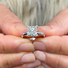 Load image into Gallery viewer, Women&#39;s 14k Solid White Gold Princess Simulated Diamond Engagement Ring, Bridal, Wedding, Anniversary, Four Prong ,Solitaire, 2.00ctw
