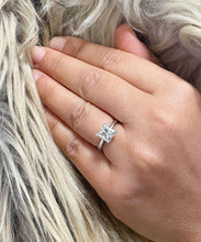 Load image into Gallery viewer, 14K Solid White Gold Princess Cut Moissanite Engagement Ring Deco, Bridal, Wedding, Anniversary, Four Prong Set Solitaire 2.00ct
