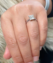 Load image into Gallery viewer, 14K Solid White Gold Princess Cut Moissanite Engagement Ring Deco, Bridal, Wedding, Anniversary, Four Prong Set Solitaire 2.00ct
