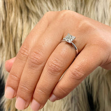 Load image into Gallery viewer, 14K Solid White Gold Princess Cut Moissanite Engagement Ring Deco, Bridal, Wedding, Anniversary, Four Prong Set Solitaire 2.00ct
