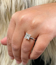 Load image into Gallery viewer, 14K Solid White Gold Princess Cut Moissanite Engagement Ring Deco, Bridal, Wedding, Anniversary, Four Prong Set Solitaire 2.00ct
