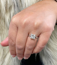 Load image into Gallery viewer, 14K Solid White Gold Princess Cut Moissanite Engagement Ring Deco, Bridal, Wedding, Anniversary, Four Prong Set Solitaire 2.00ct
