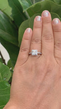 Load and play video in Gallery viewer, 14k Solid White Gold Natural Princess Cut and Round Diamond Engagement Ring Deco Halo, Bridal 1.50ctw
