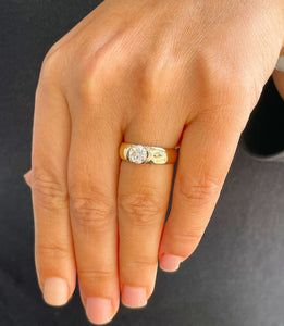 14k Solid Yellow Gold Round Cut Moissanite Engagement Ring Semi Bezel Set, Bridal, Wedding 0.90ct