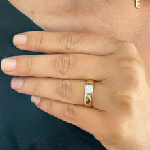 Load image into Gallery viewer, 14k Solid Yellow Gold Round Cut Moissanite Engagement Ring Semi Bezel Set, Bridal, Wedding 0.90ct
