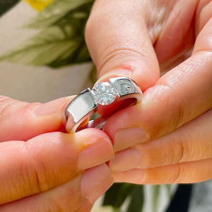14k Solid And Heavy White Gold Round Cut Forever One Moissanite Engagement Ring Semi Tension Set Solitaire 1.00ctw