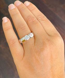14k Solid And Heavy White Gold Round Cut Moissanite Engagement Ring Semi Tension Set Solitaire 1.00ctw