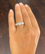 Load image into Gallery viewer, 14k Solid And Heavy White Gold Round Cut Moissanite Engagement Ring Semi Tension Set Solitaire 1.00ctw
