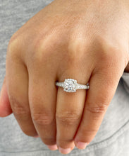 Load image into Gallery viewer, 14K Solid White Gold Round Cut Simulated Diamonds Engagement Ring Set Prong Set Wedding Bridal Prong Set 1.25ctw
