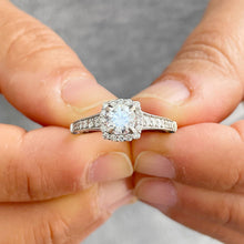 Load image into Gallery viewer, 14K Solid White Gold Round Cut Simulated Diamonds Engagement Ring Set Prong Set Wedding Bridal Prong Set 1.25ctw
