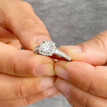 Load image into Gallery viewer, 14K Solid White Gold Round Cut Simulated Diamonds Engagement Ring Set Prong Set Wedding Bridal Prong Set 1.25ctw
