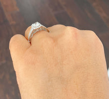 Load image into Gallery viewer, 14K Solid White Gold Round Cut Simulated Diamonds Engagement Ring Set Prong Set Wedding Bridal Prong Set 1.25ctw
