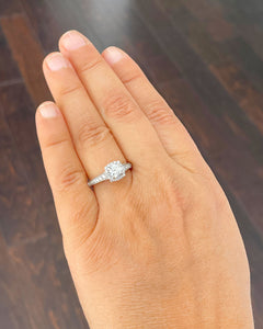 14K Solid White Gold Round Cut Simulated Diamonds Engagement Ring Set Prong Set Wedding Bridal Prong Set 1.25ctw