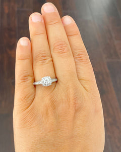 14K Solid White Gold Round Cut Simulated Diamonds Engagement Ring Set Prong Set Wedding Bridal Prong Set 1.25ctw