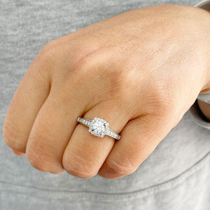 14K Solid White Gold Round Cut Simulated Diamonds Engagement Ring Set Prong Set Wedding Bridal Prong Set 1.25ctw