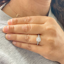 Load image into Gallery viewer, 14K Solid White Gold Round Cut Simulated Diamonds Engagement Ring Set Prong Set Wedding Bridal Prong Set 1.25ctw
